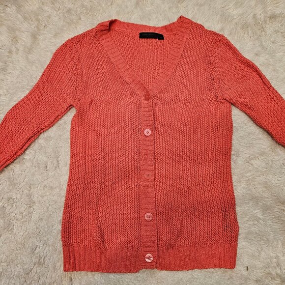 Kenneth Cole Women's Coral Linen Blend Knit Buttons Up Cardigan Size: L - Picture 2 of 10